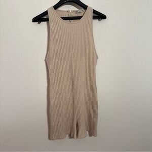 Zara Tan Ribbed Sleeveless Tank Top